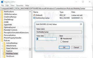 Отключение Центра мобильности Windows через реестр Чтобы открыть центр мобильности Windows